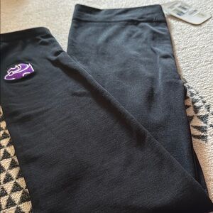 Black Leggings with Purple Logo